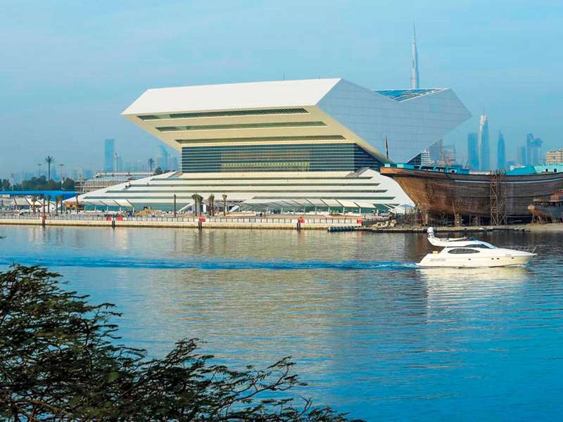 Perspectiva desde el Creek del edificio de la Biblioteca Mohammed bin Rashid en Dubai. (Dubai Minicipality) Perspectiva desde el Creek del edificio de la Biblioteca Mohammed bin Rashid en Dubai. (Dubai Minicipality)