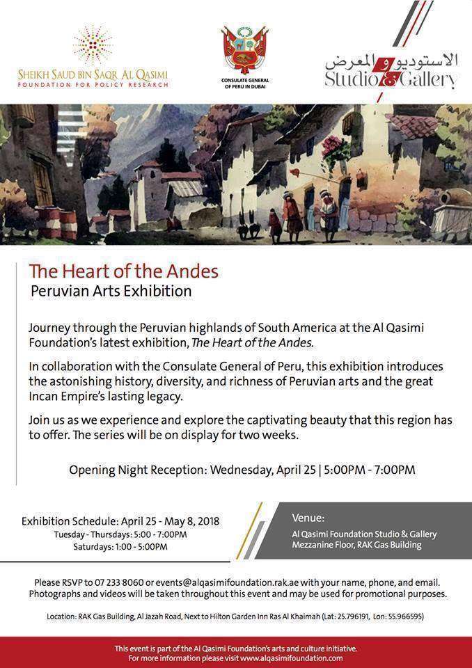 Flyer expsición del Perú en Ras Al Khaimah.