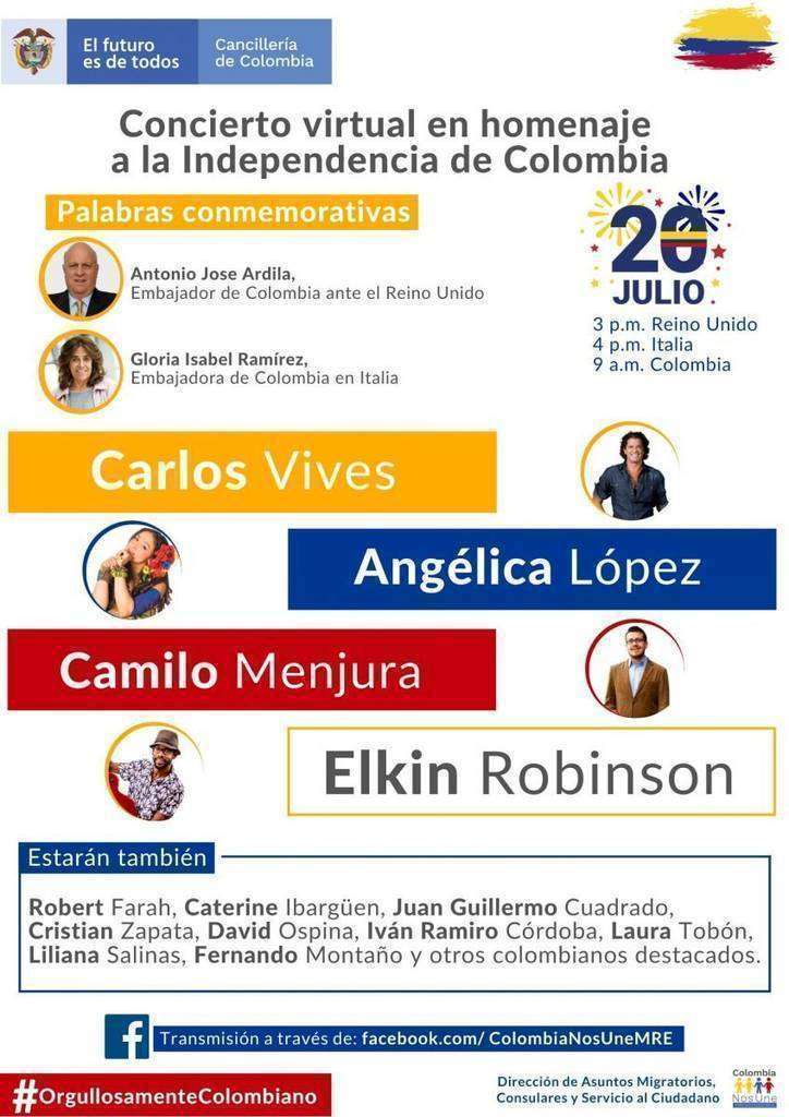 Cartel anunciador del concierto de Carlos Vives y otros destacados artistas.