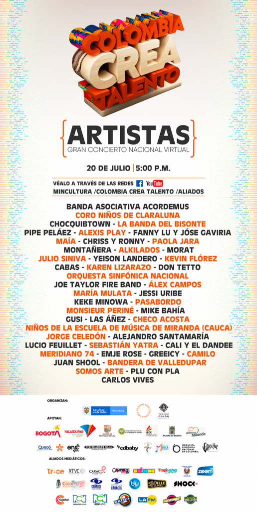 Cartel del concierto 'Colombia Crea Talento'.