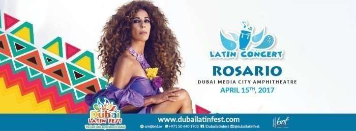 Flyer concierto de Rosario Flores en Dubai Latin Fest.