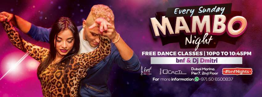 'bnf Mambo Night!', todos los domingos en Dubai.
