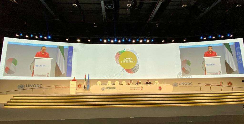 Intervención en Abu Dhabi de Francisca E. Méndez, embajadora de México en Emiratos Árabes Unidos, en la VIII Conferencia de los Estados Partes en la Convención de las Naciones Unidas contra la Corrupción. (Cedida) Intervención en Abu Dhabi de Francisca E. Méndez, embajadora de México en Emiratos Árabes Unidos, en la VIII Conferencia de los Estados Partes en la Convención de las Naciones Unidas contra la Corrupción. (Cedida)