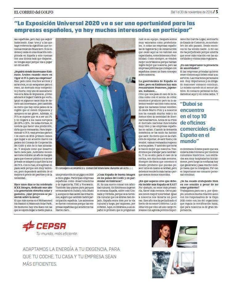 Entrevista a Erik Rovina en la edición impresa de EL CORREO DEL GOLFO.