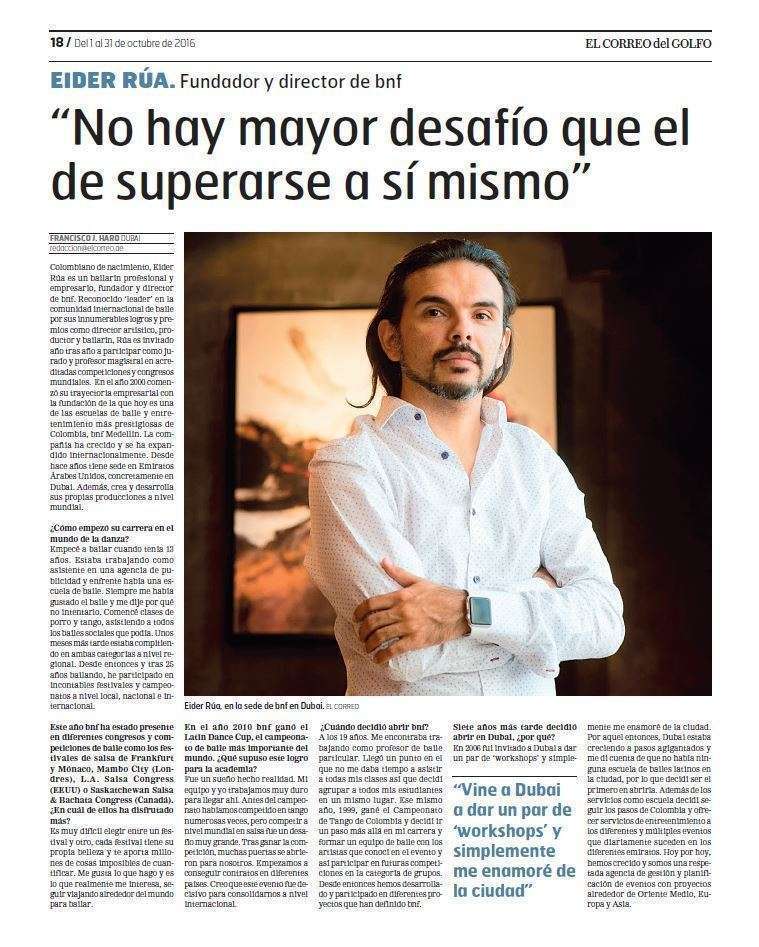 Entrevista a Eider Rúa en la edición impresa de EL CORREO DEL GOLFO.