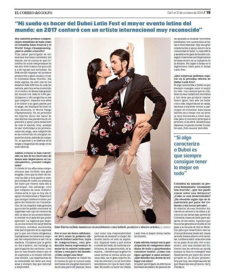 Entrevista a Eider Rúa en la edición impresa de EL CORREO DEL GOLFO.