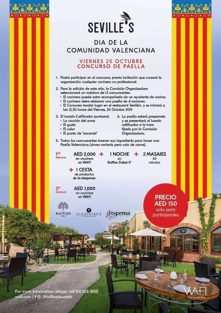 Flyer concurso de paellas 2019 Seville's Dubai.