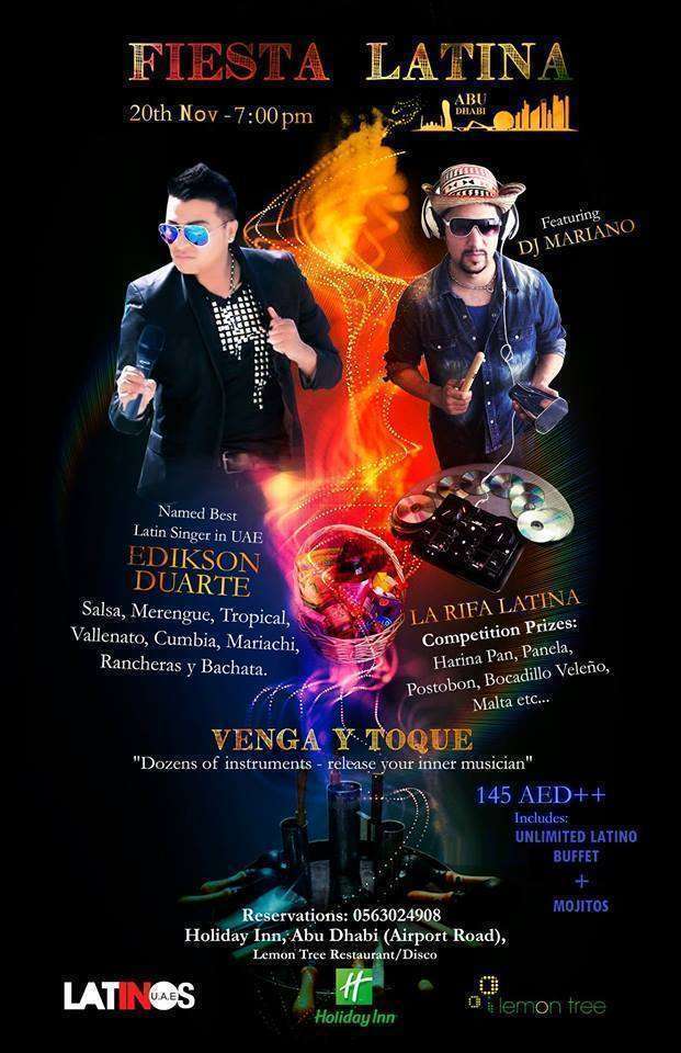 Flyer de la gran Fiesta Latina de Abu Dhabi.