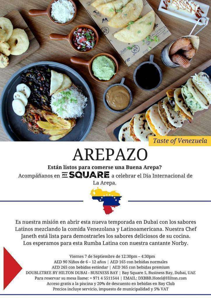 Flyer Día de la Arepa 2018 en Dubai.