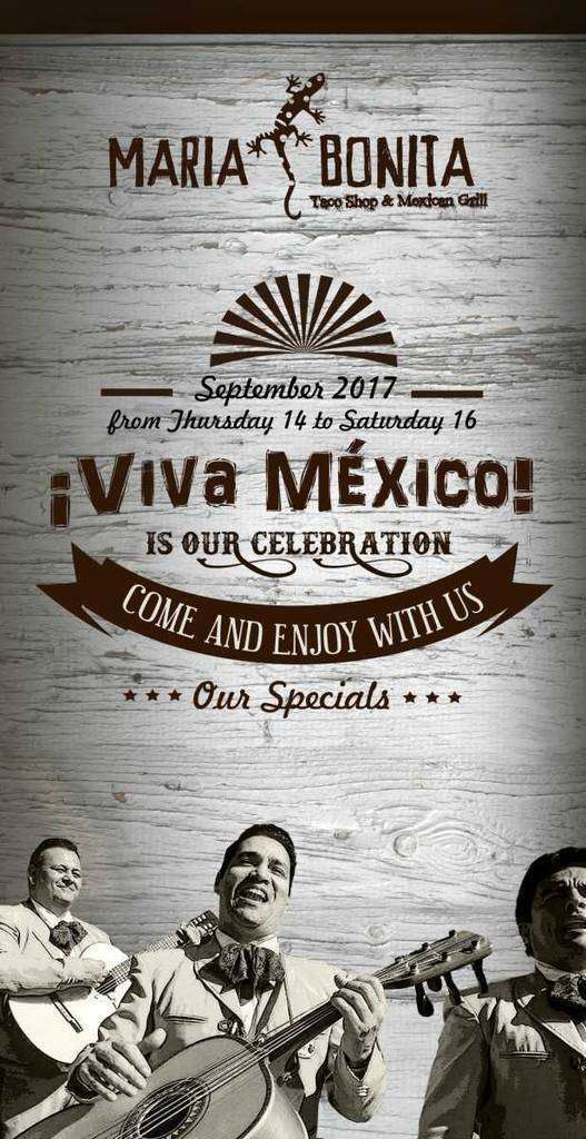 Flyer fiestas de Indepencia de México del María Bonita