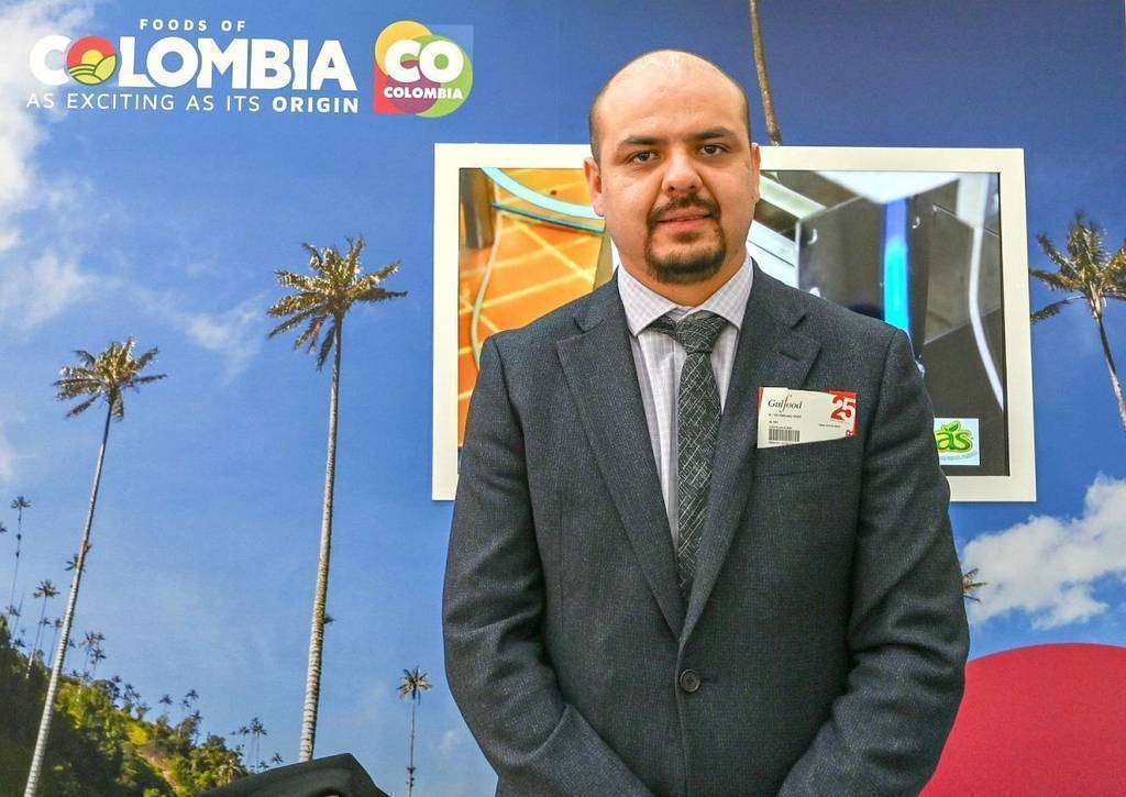 Augusto Castellanos, coordinador de Exportaciones para Asia y Medio Oriente de ProColombia, en Gulfood 2020. (EL CORREO)