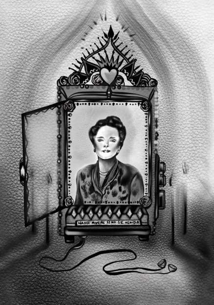 Ilustración de la artista Lina Arias en el cuento 'La máquina contra el olvido'.