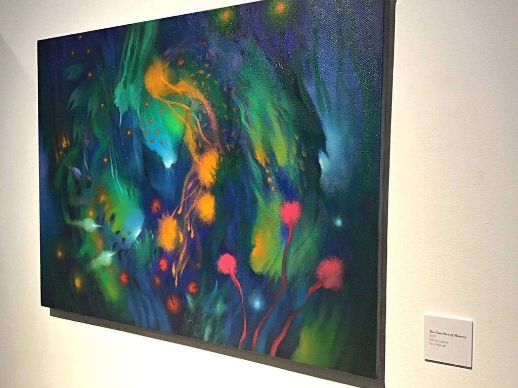 Pintura 'El guardián de la memoria', obra de Jacanamijoy expuesta en la galería Tabari Arspace de Dubai. (EL CORREO)