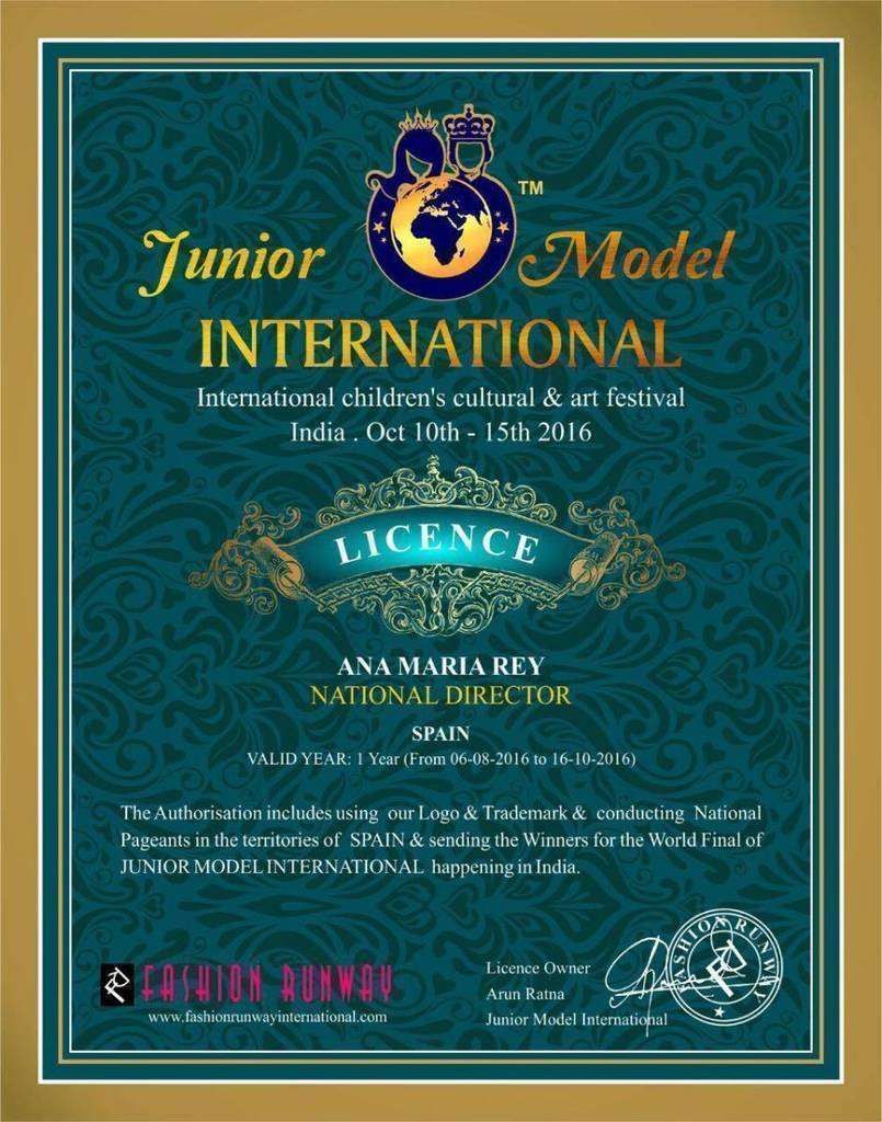 Licencia para España concedida a Ana María Rey.