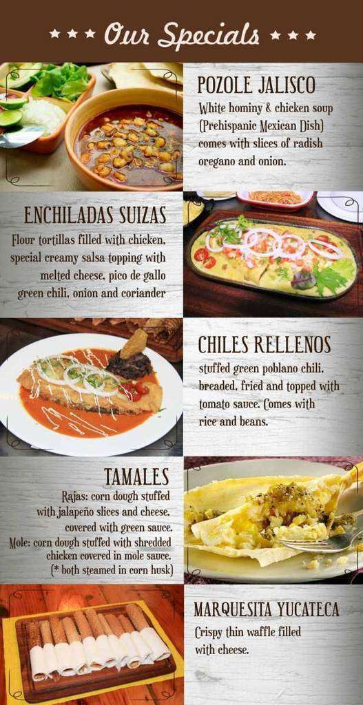 Menú María Bonita fiesta de la Independencia de México.