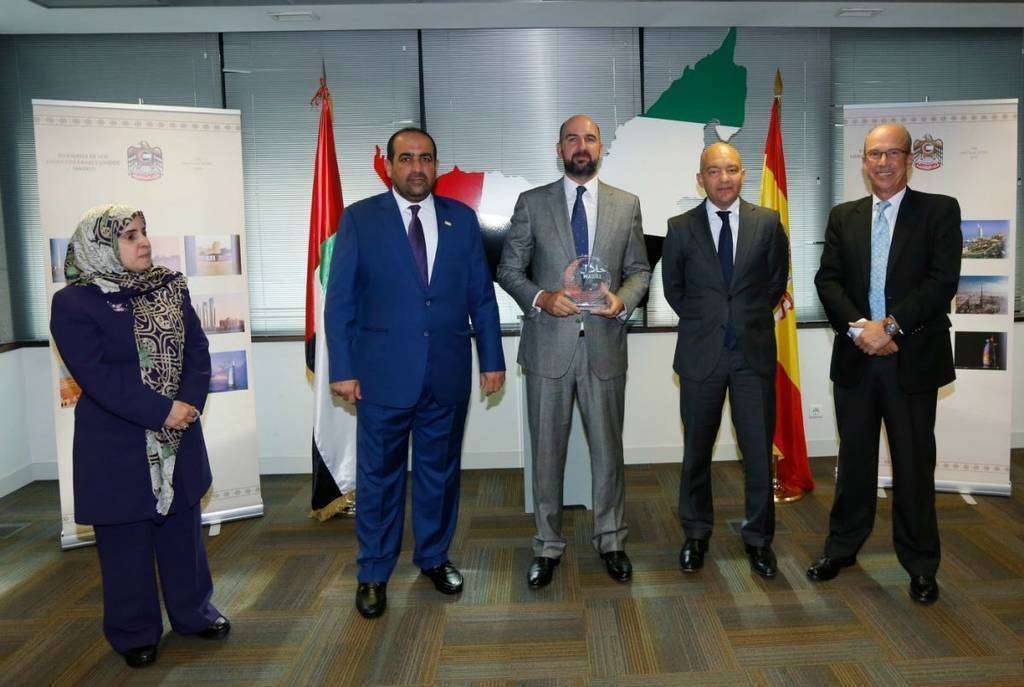De izquierda a derecha, Hissa Abdullah Ahmed Al-Otaiba, Rashid Ahmed Bin Fahad, Ricardo Fisas, Jaime García Legaz y José Eugenio Salarich Fernández de Valderrama. (Bernabé Cordón)