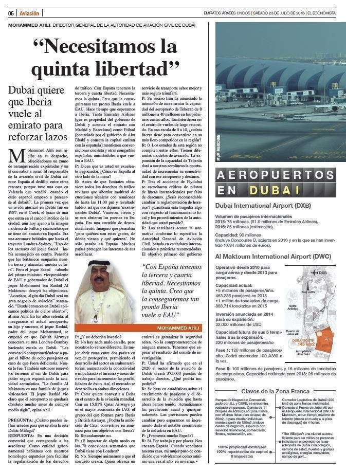La entrevista a Mohammed Ahli ocupa la página 6 del suplemento. 