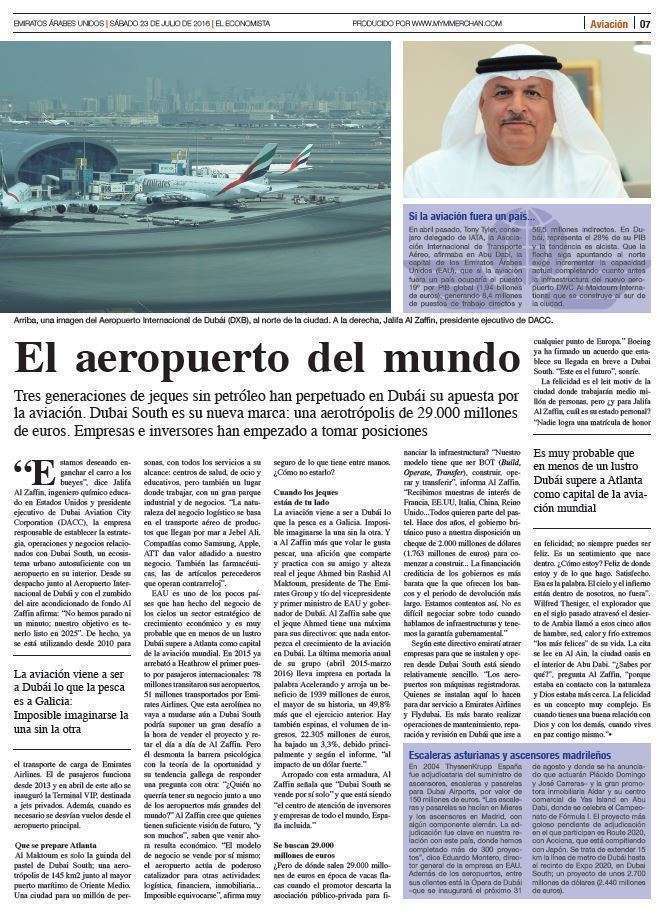 La aerotrópolis Dubai South protagoniza la página 7 del suplemento.