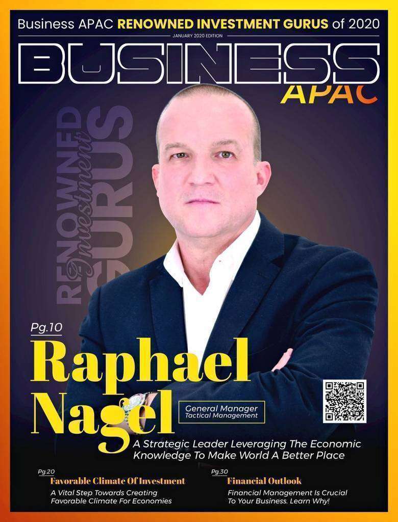 Raphael Nagel, en la portada de la revista financiera de la India Business APAC. / Raphael Nagel, on the cover of the financial magazine of India Business APAC.