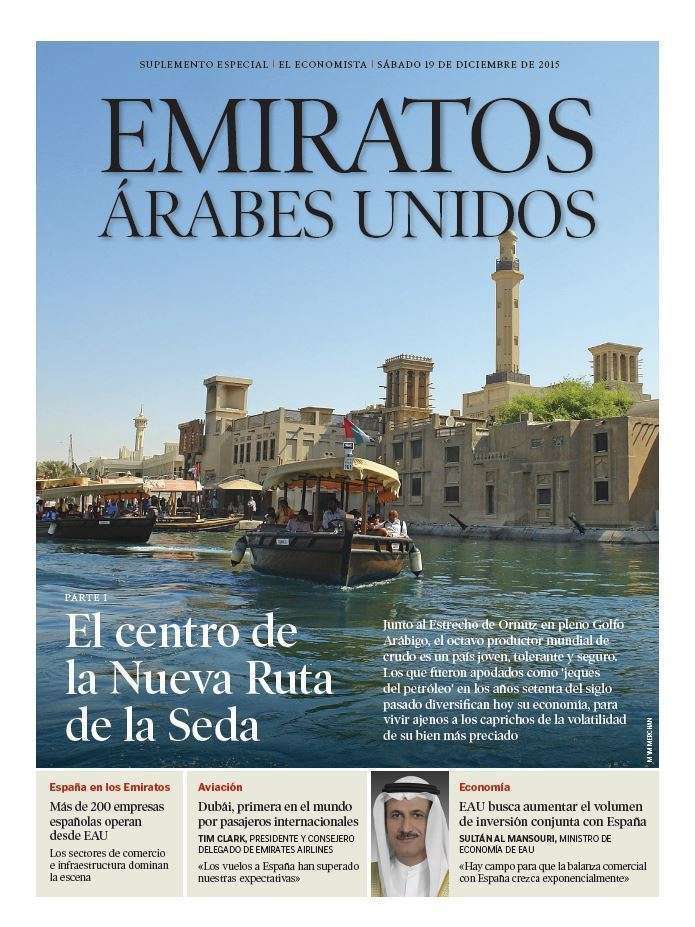 Portada del suplemento sobre Emiratos Árabes publicado en el diario El Economista.