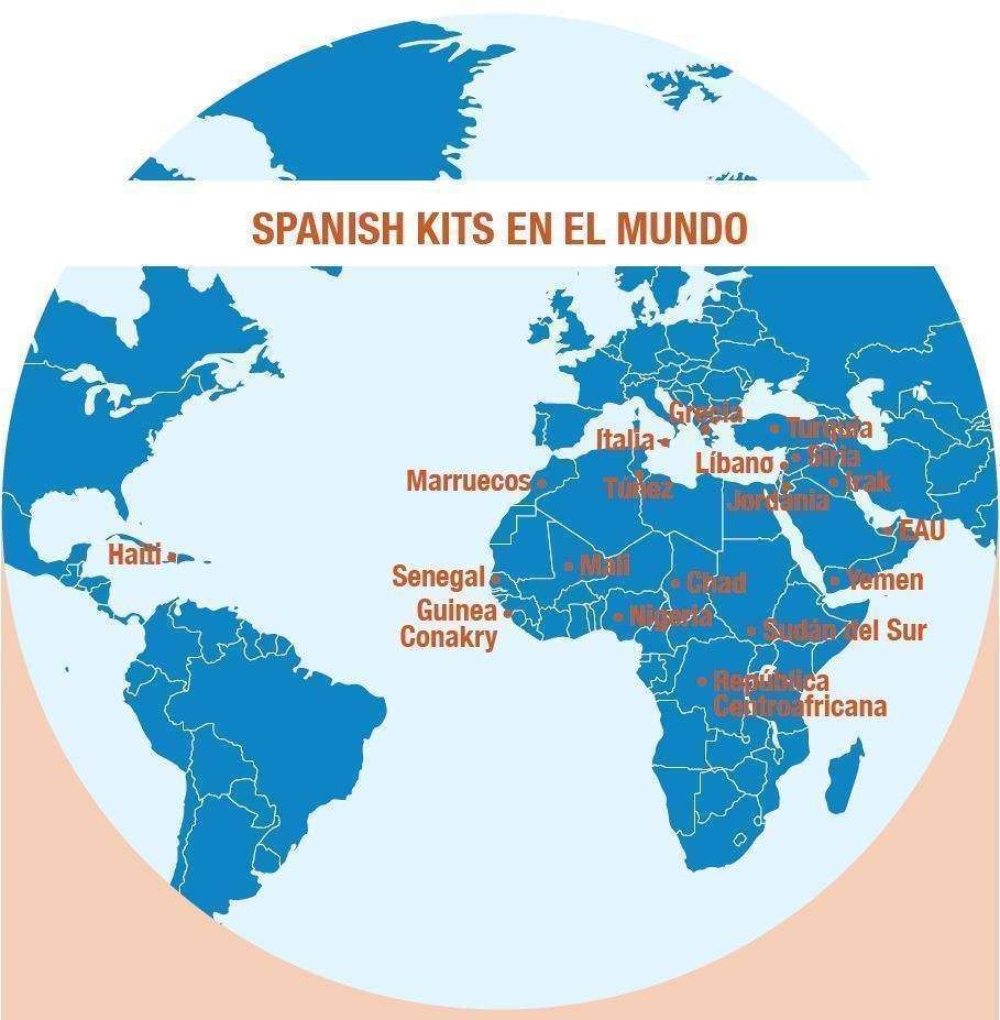 Mapa que muestra la persencia de Spanish Kits en el mundo. 