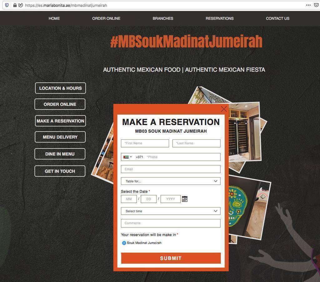 Desde la nueva plataforma 'online' de María Bonita se pueden realizar reservas en sus tres restaurantes de Dubai.