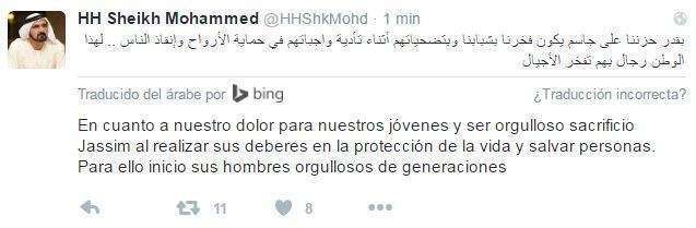 Mensaje lanzado por el jeque Mohammed a través de su cuenta de Twitter.