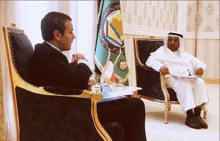 Rodrigo Yáñez, subsecretario de Relaciones Económicas Internacionales de Chile, durante su encuentro en Riad con el secretario general del Consejo de Cooperación del Golfo, Nayef Al Hajraf. (Cedida) Rodrigo Yáñez, subsecretario de Relaciones Económicas Internacionales de Chile, durante su encuentro en Riad con el secretario general del Consejo de Cooperación del Golfo, Nayef Al Hajraf. (Cedida)