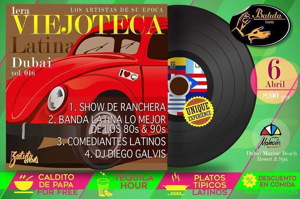 Flyer de la primera cita de la Viejoteca Latina.