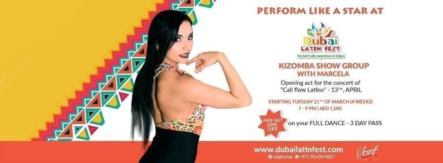 Cartel anunciador del workshop de Kizomba de bnf con Marcela Arango.